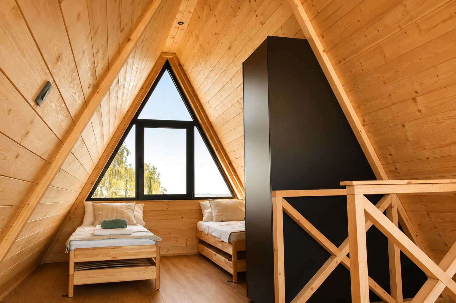 Topao enterijer A-frame kućice